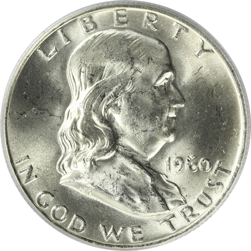 1960-D Franklin Half Dollar 50c, PCGS MS-64 FBL, Nice White Coin 