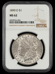1890 O $1 NGC MS 62 