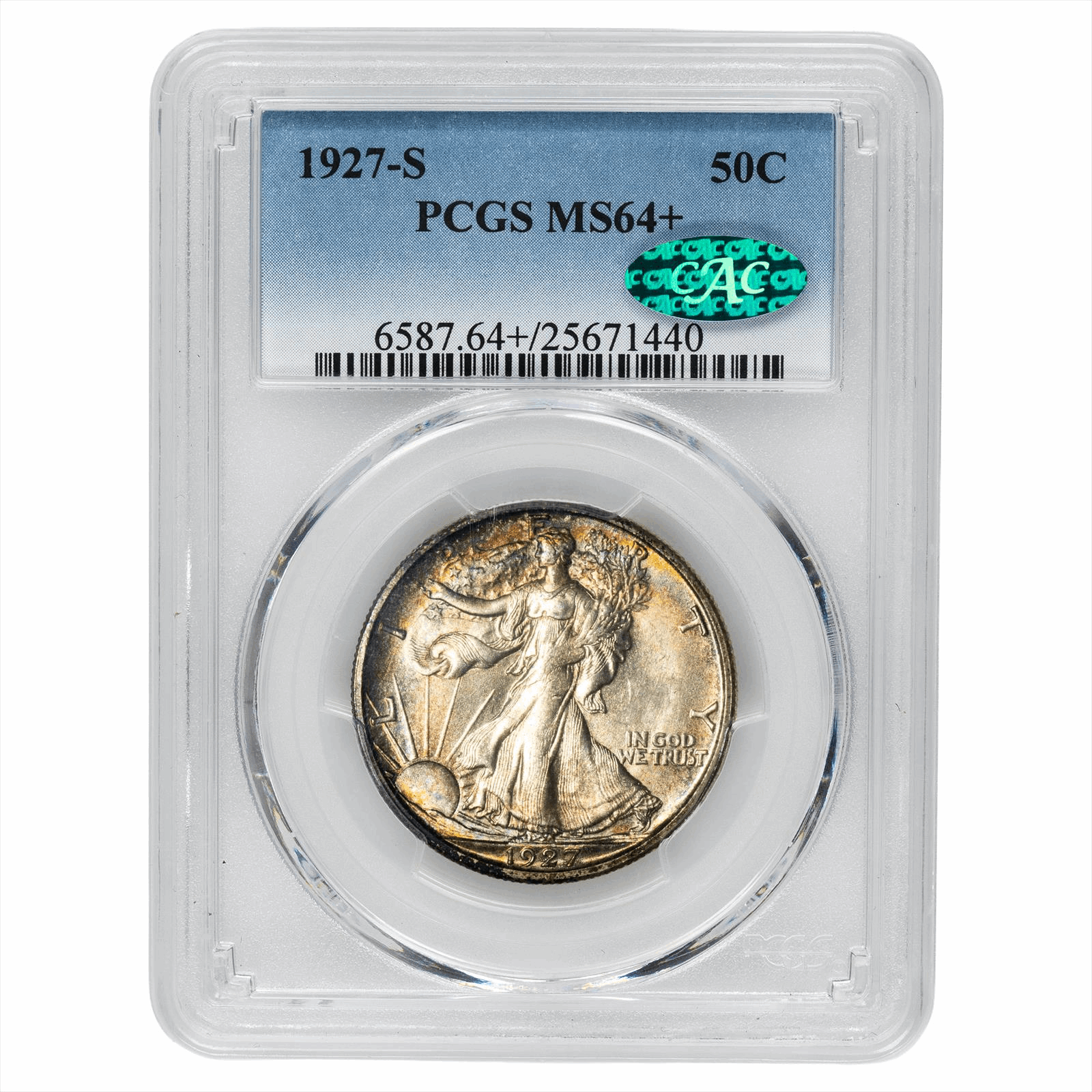 1927-S Walking Liberty Half Dollar 50C PCGS MS 64+