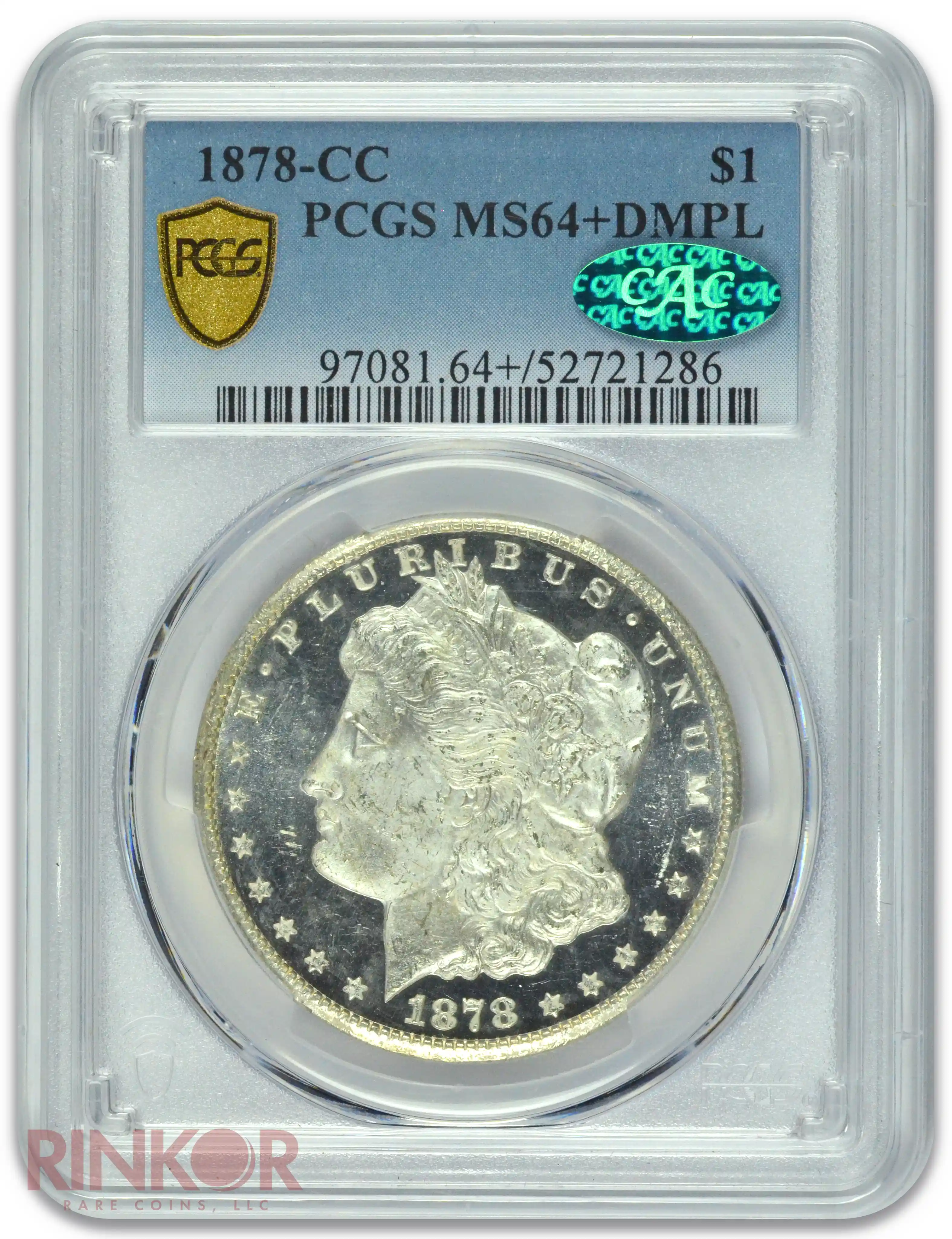 1878-CC $1 Morgan Dollar PCGS MS 64+ DMPL CAC