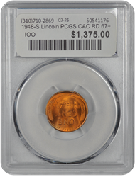 1948-S Lincoln PCGS CAC RD 67+