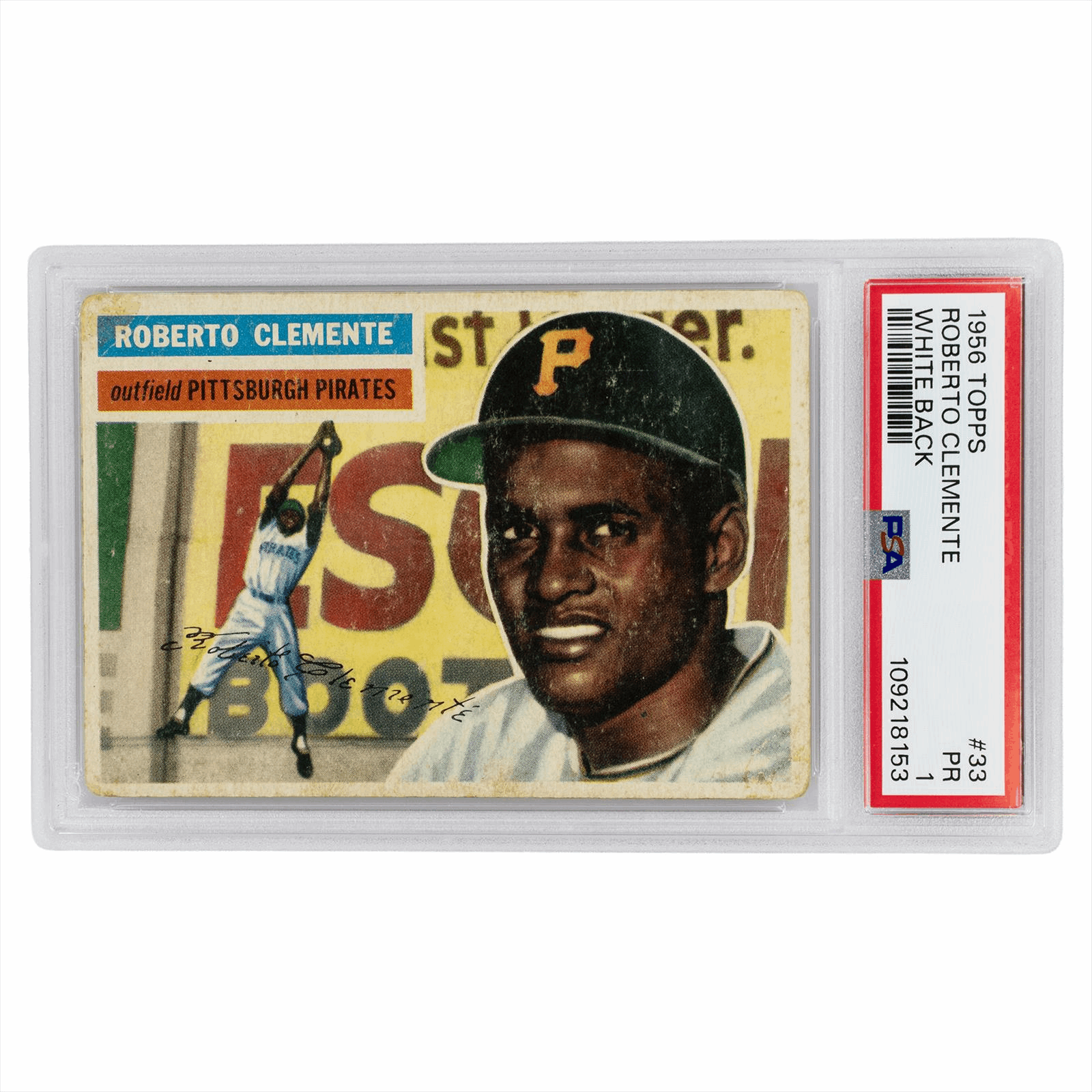 1956 Topps Roberto Clemente White Back #33 PSA PR 1 Cert #109218153