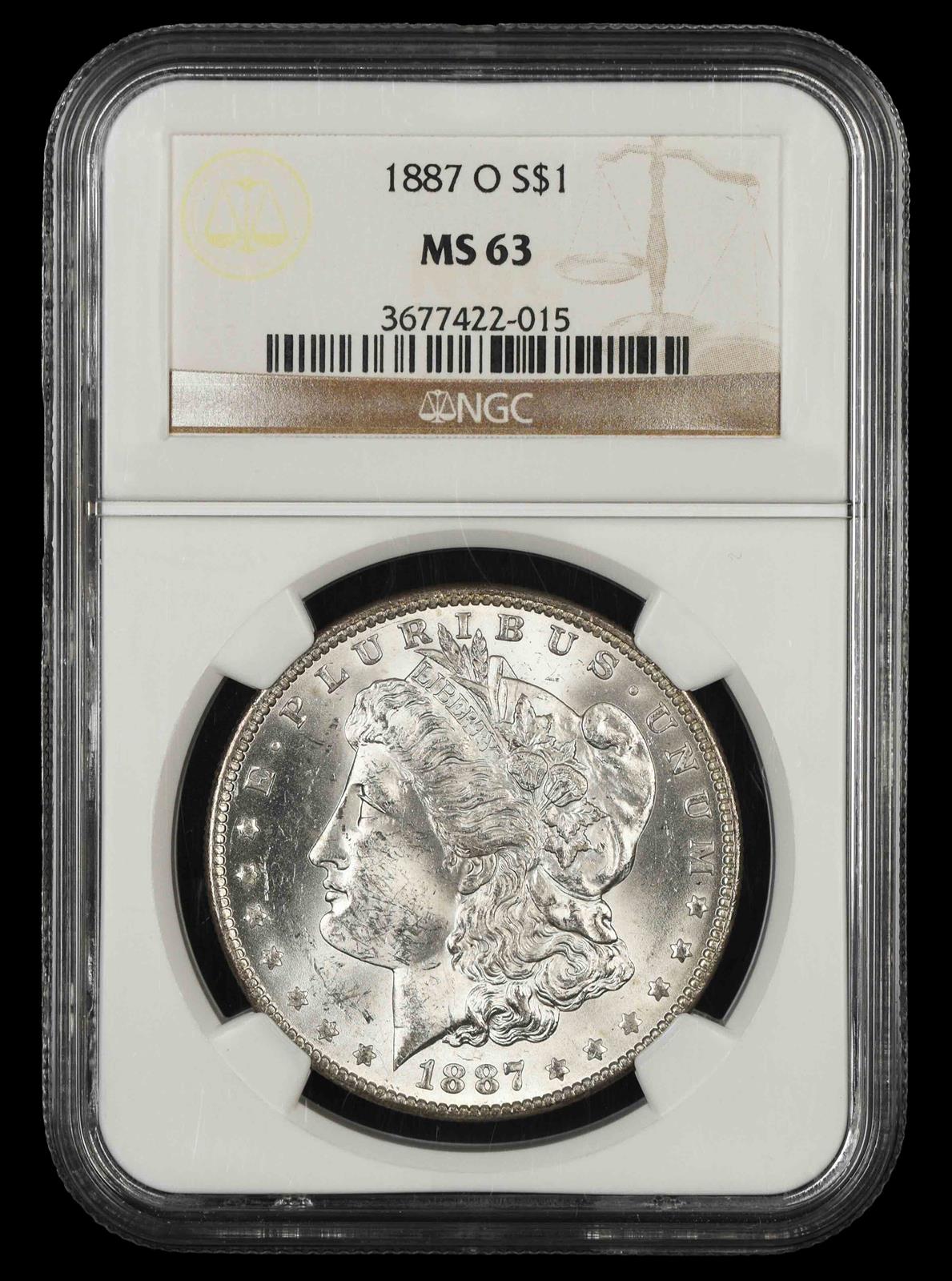 1887 O $1 NGC MS 63