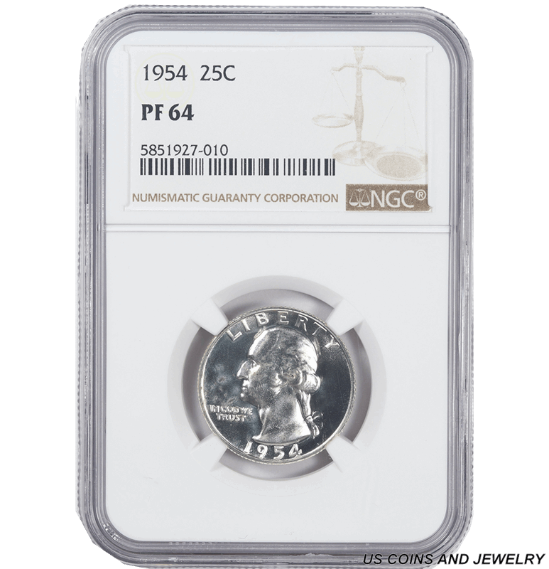 1954 Washington Quarter, NGC Proof 64, White Coin