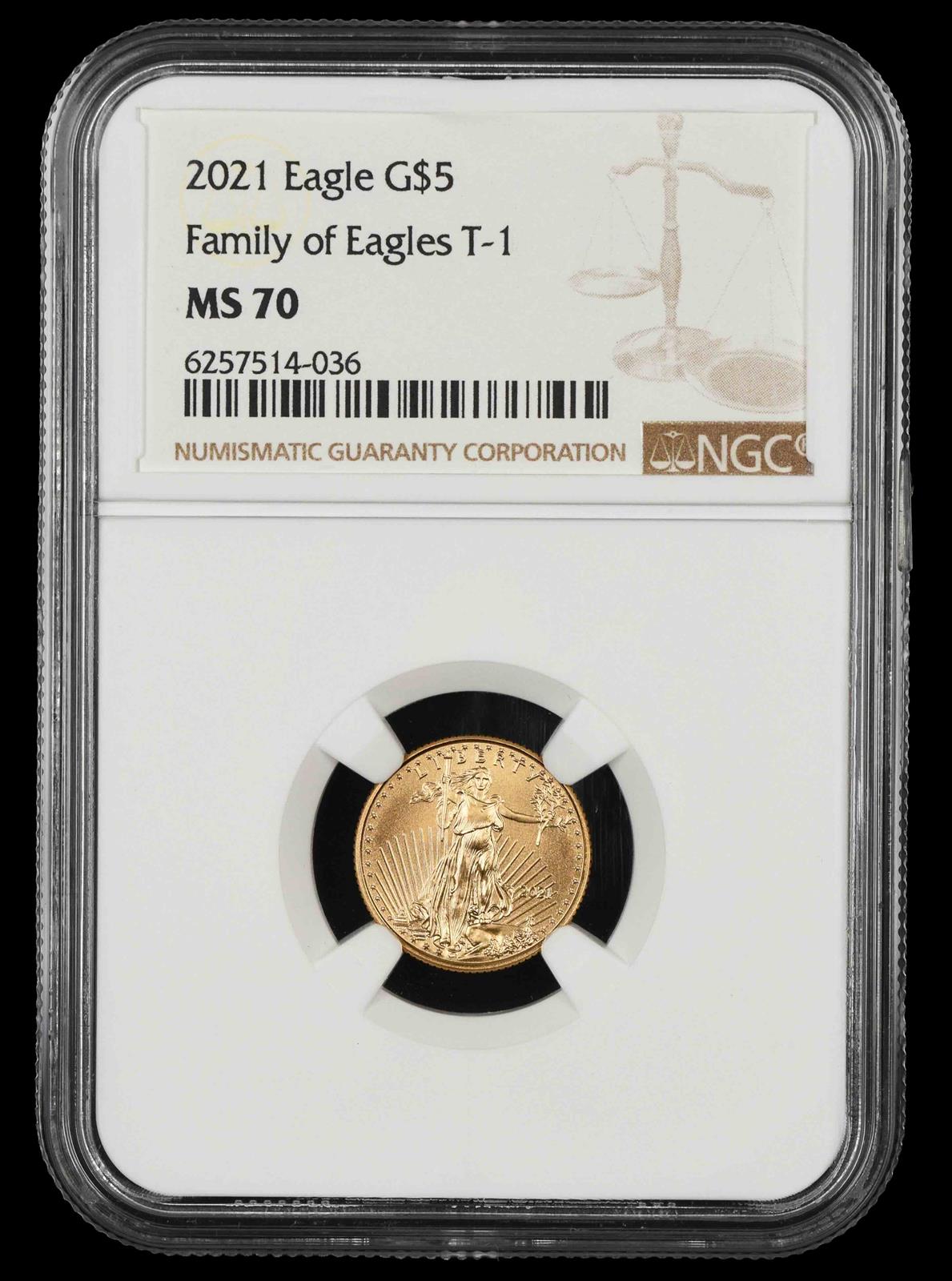 2021 Eagle Family Of Eagles T-1 G$5 NGC MS 70