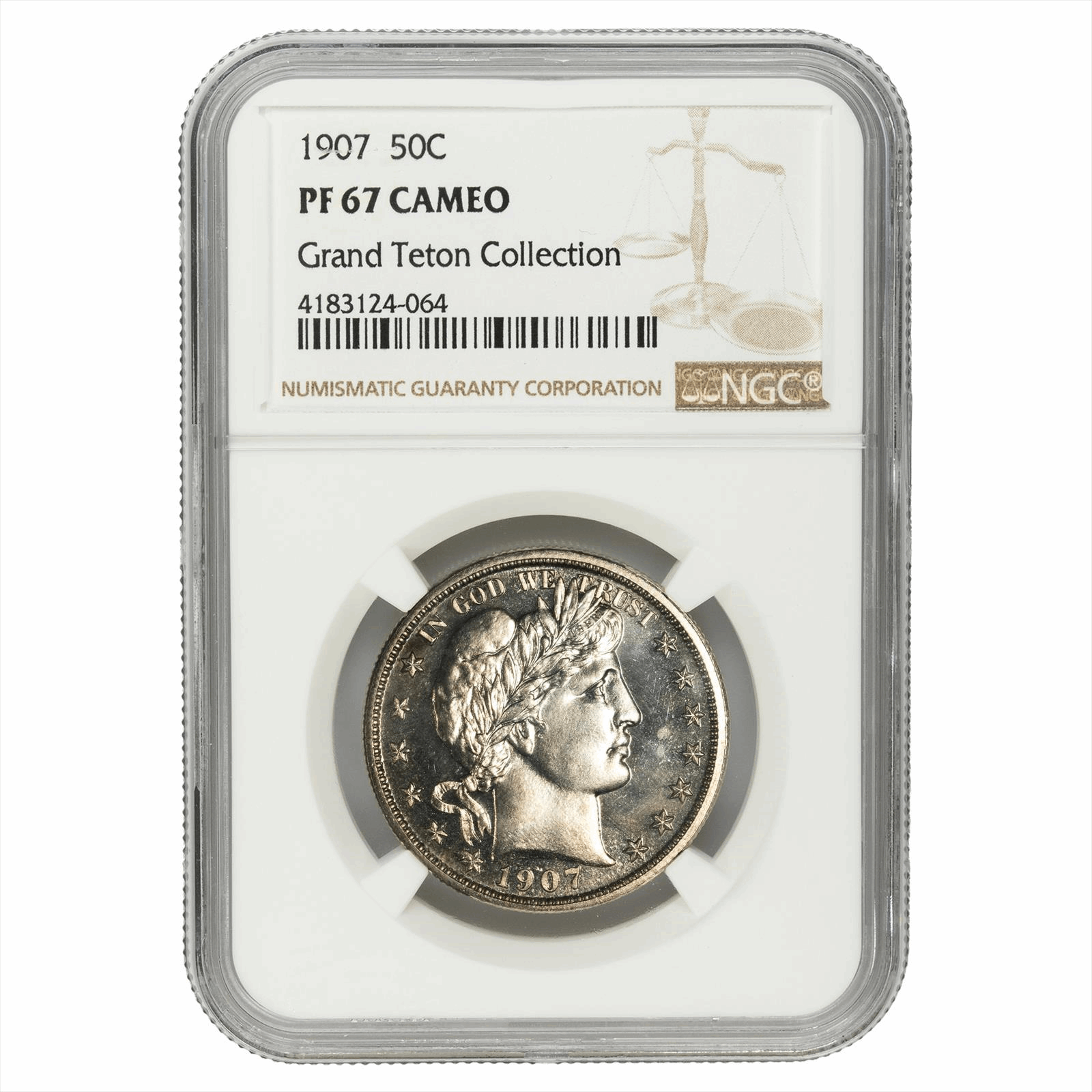 1907 Barber Half Dollar 50C Grand Teton Collection NGC  PF 67 CAM Nice White Cameo