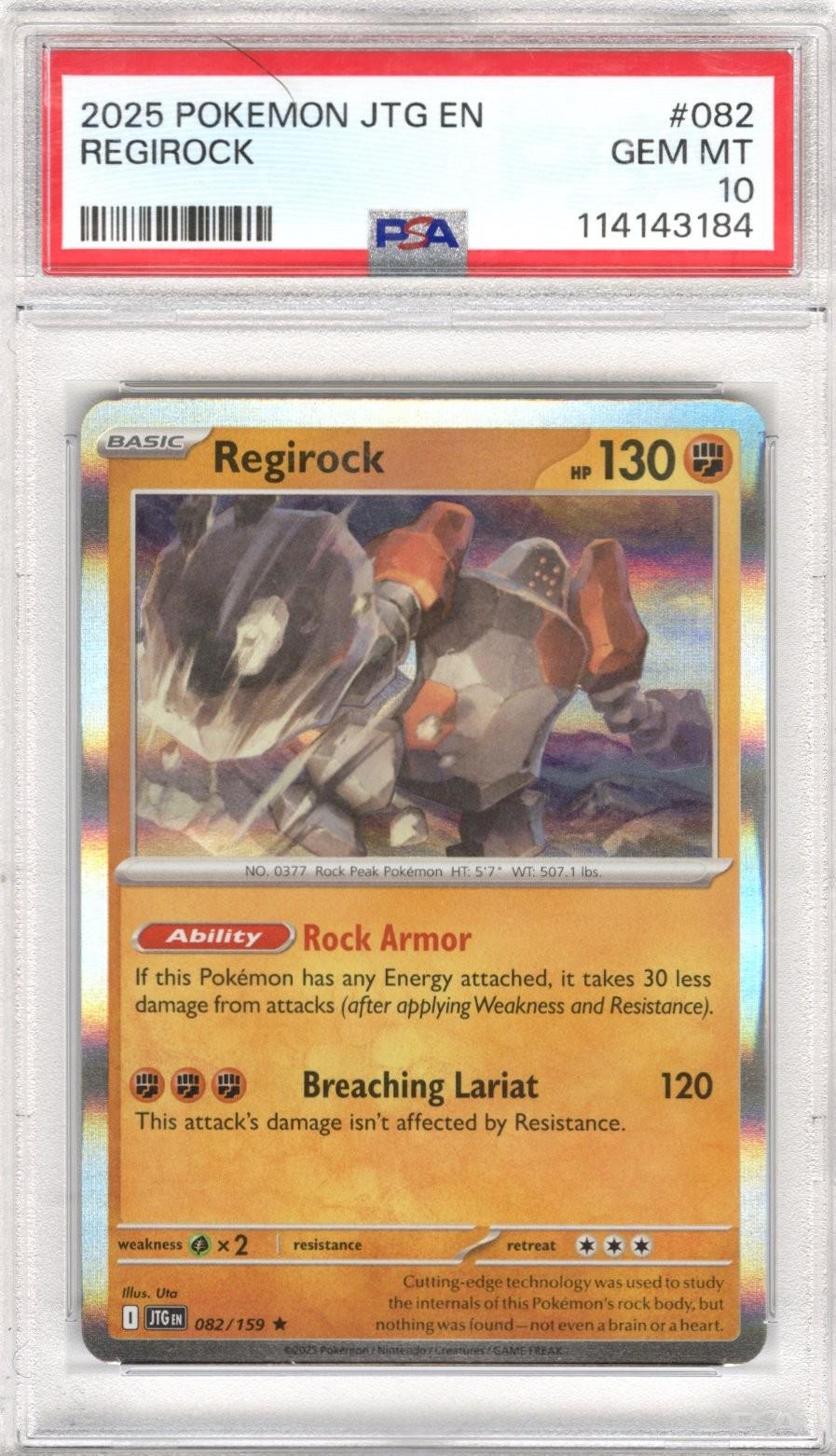 2025 Pokemon JTG En Regirock #082 PSA GEM MT 10 