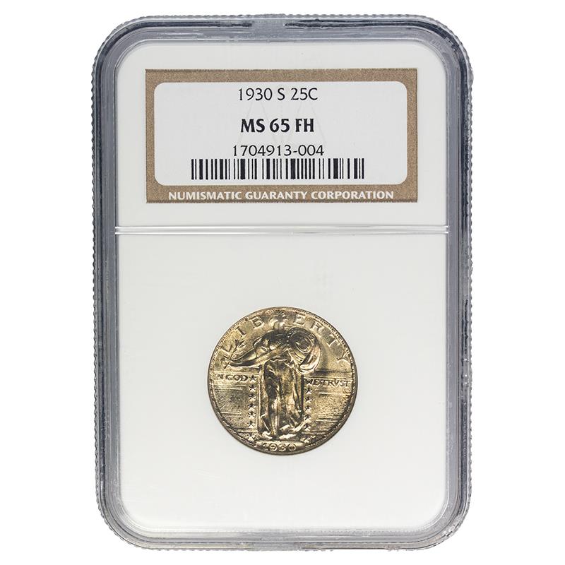 1930-S Full Head Type 1 Standing Liberty Quarter, 25C NGC MS 65 FH