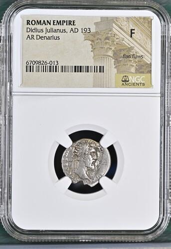 Roman Empire Didius Julianus, AD 193 AR Denarius NGC  F