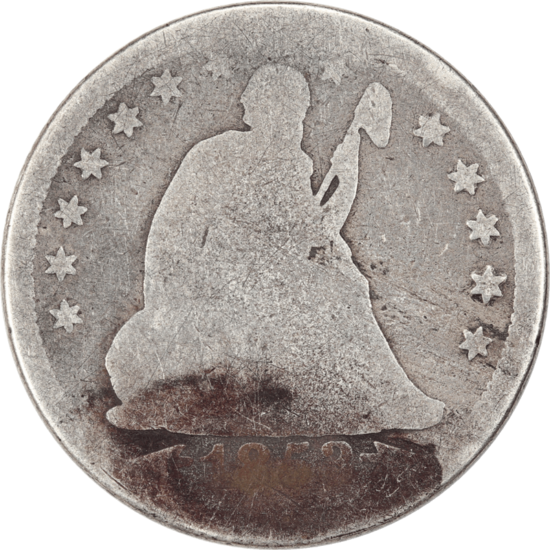 1853-O Arrows & Rays, Seated Liberty Quarter, 25c Circulated AG - Details - Filler