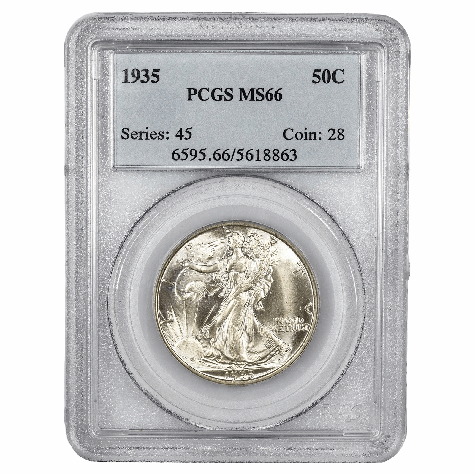 1935 Walking Liberty Half Dollar 50C PCGS MS 66