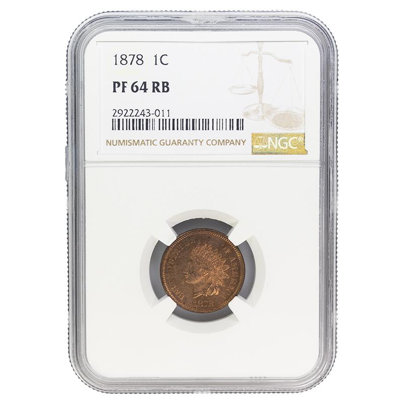 1878 Indian Head Cent, Brown, 1C NGC PF64 RB - Nice Coin