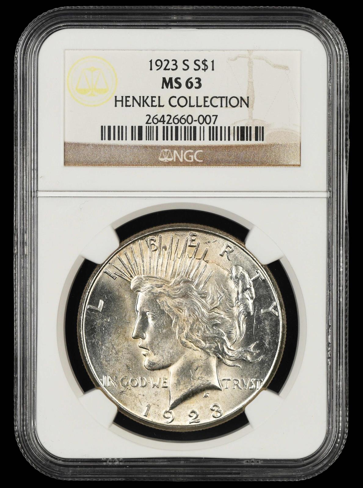 1923 S $1 Henkel Collection NGC  MS63