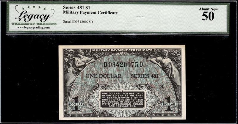 Series 481 $1 Military Payment Certificate About New 50 