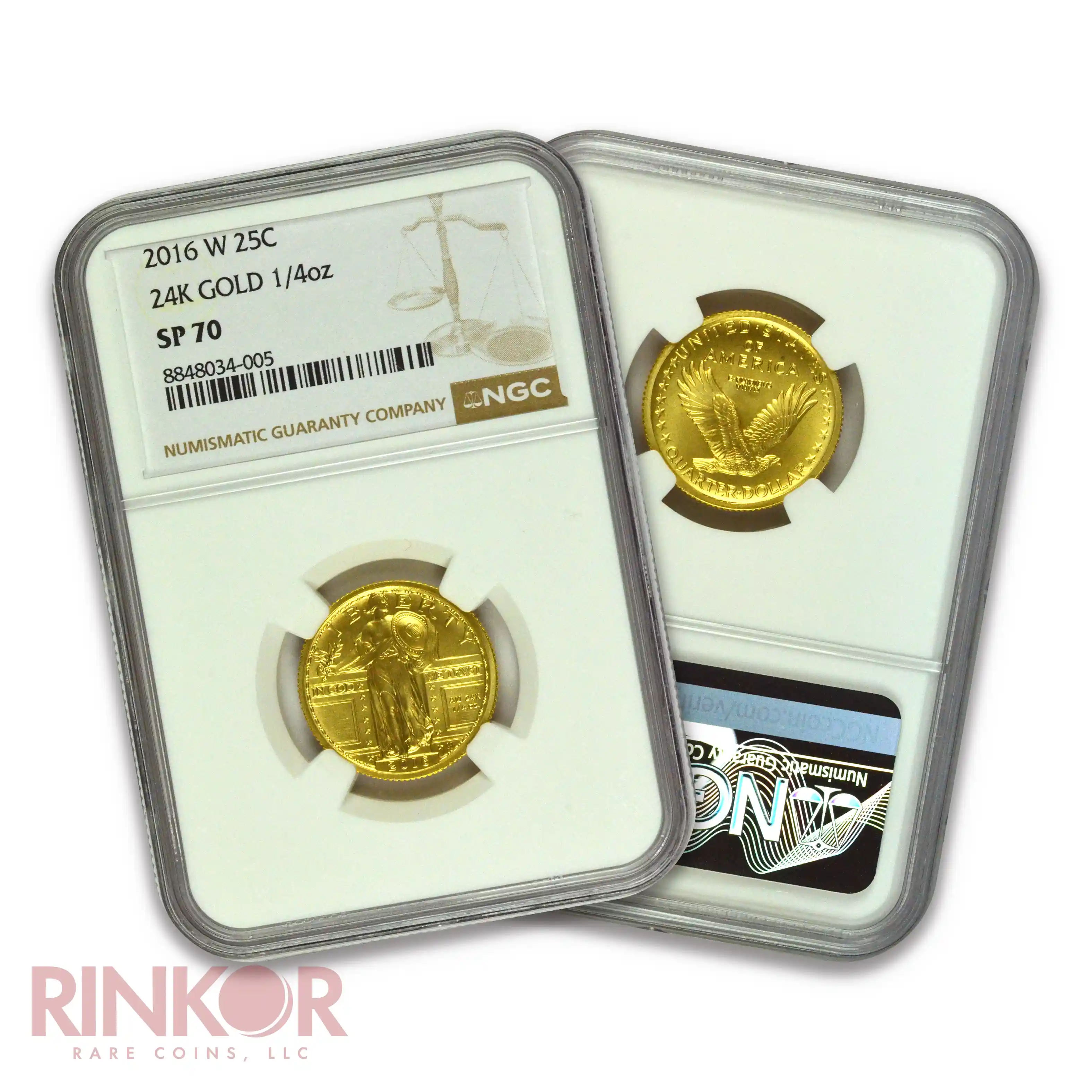 2016-W Gold 1/4oz Standing Liberty Quarter 100th Anniversary Brown Label NGC SP 70