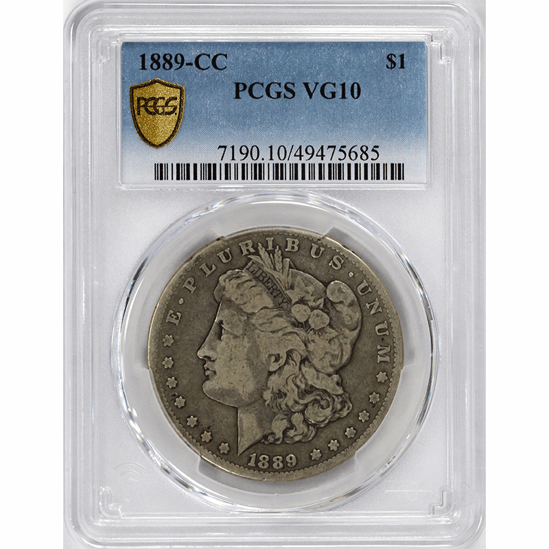 1889-CC $1 Morgan Silver Dollar - PCGS VG10 - KEY DATE Carson City Coin