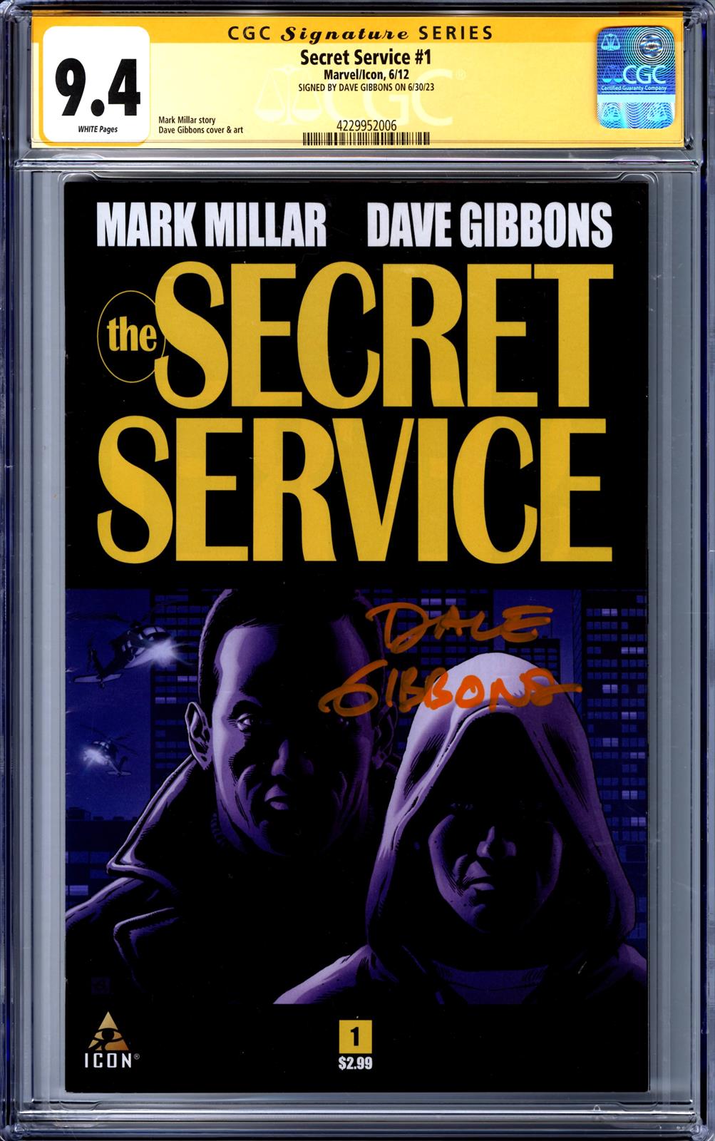 Secret Service #1 Marvel/Icon 6/12 Signed by Dave Gibbons CGC Signature Series 9.4