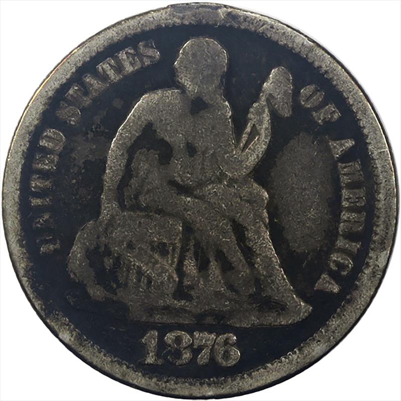 Love Token on 1876 Seated Liberty Dime  - BCH Initials - Ornate