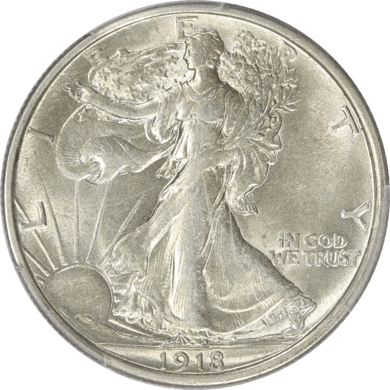 1918-D Walking Liberty Half Dollar PCGS AU-55 CAC - Nice Original Coin
