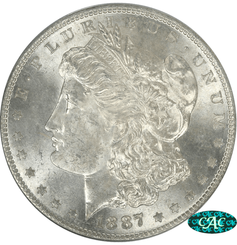 1887-S Morgan Silver Dollar, PCGS MS 64 CAC - Nice Original Coin
