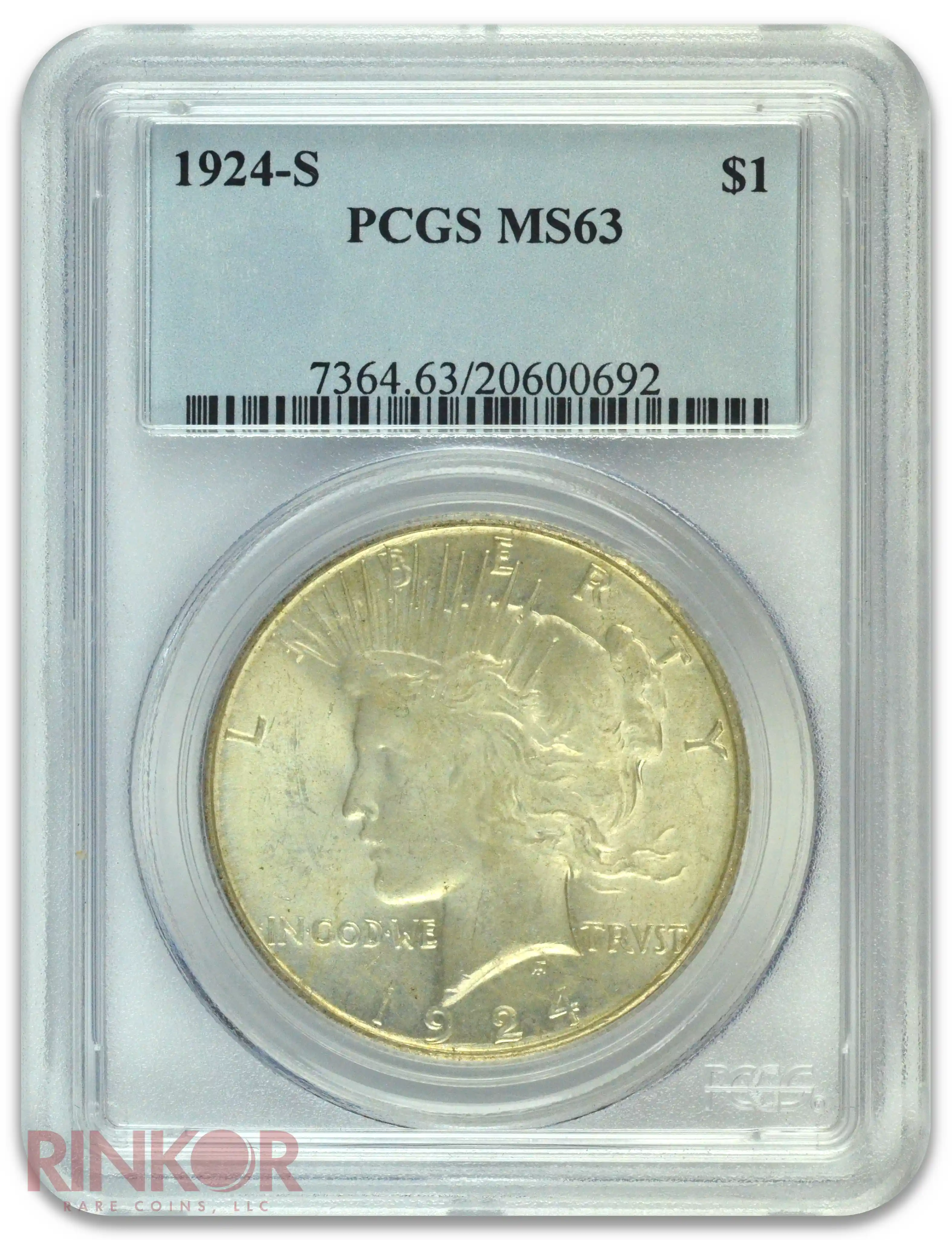 1924-S $1 Peace Dollar PCGS MS 63