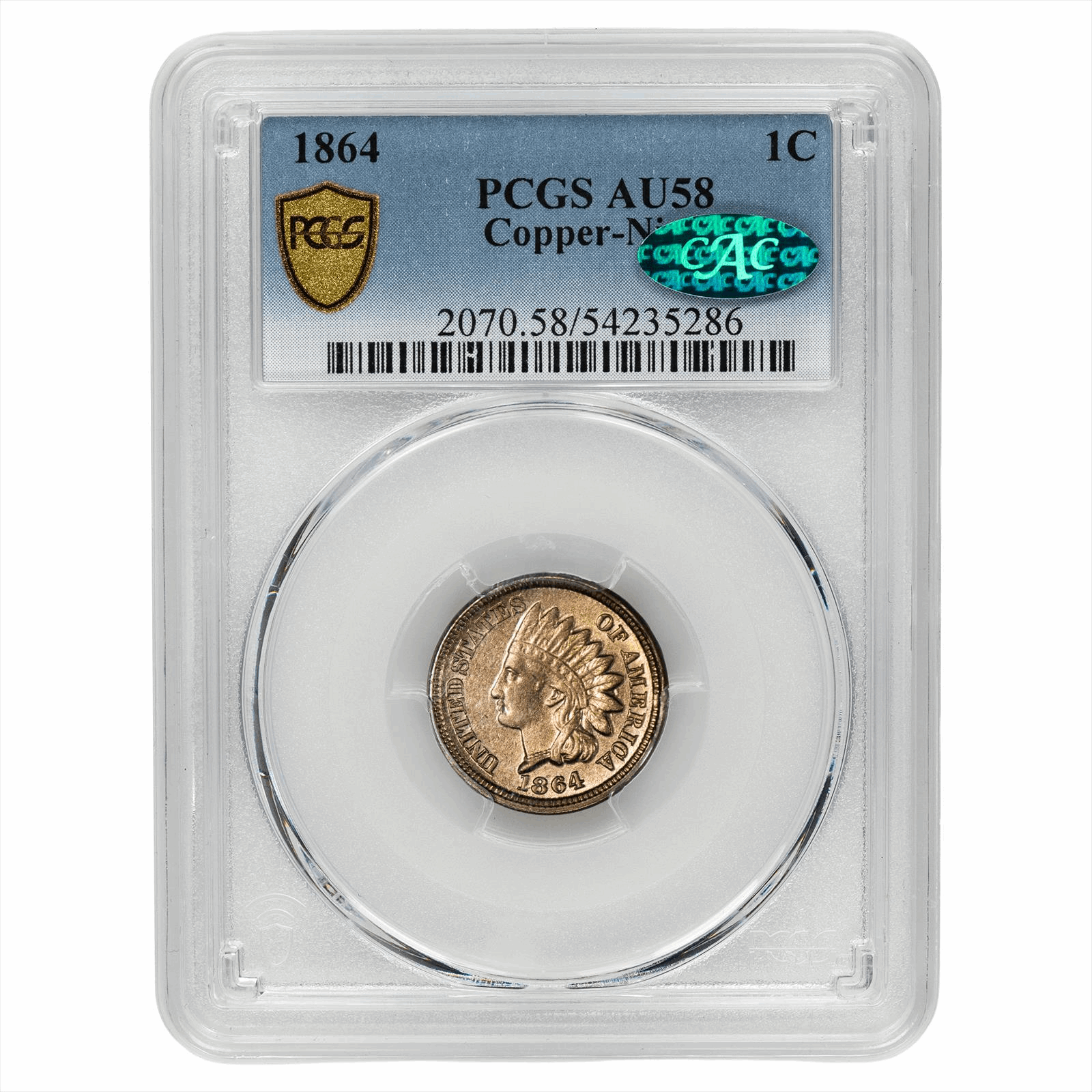 1864 Indian Head Cent 1C Copper-Nickel PCGS AU 58 CAC