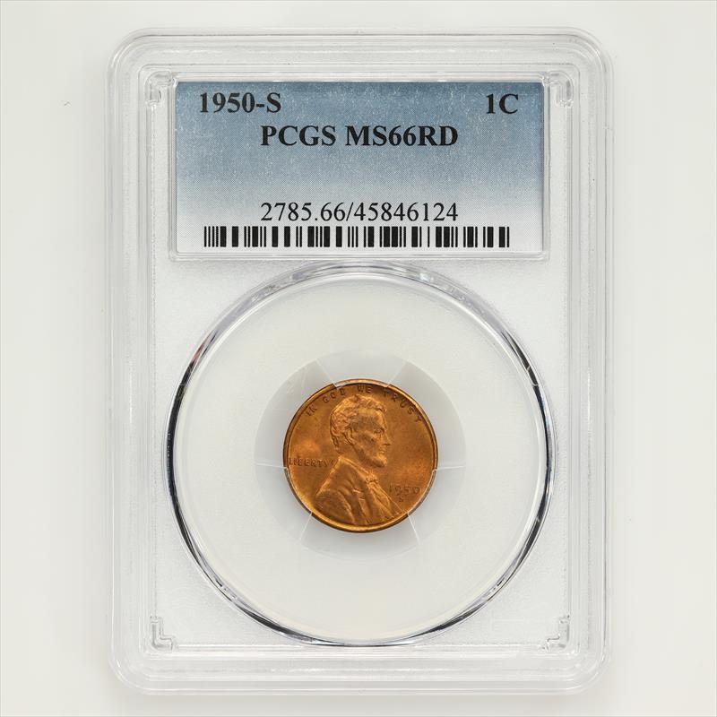 1950-S Lincoln Wheat Cent 1C PCGS MS 66 RD 136247