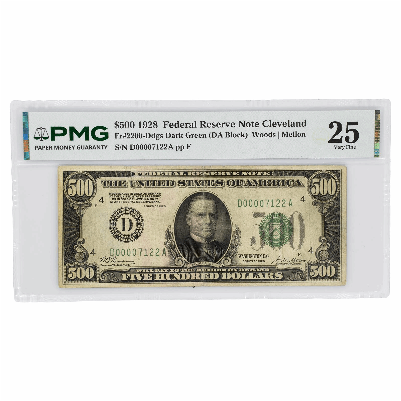$500 1928 Federal Reserve Note Cleveland PMG VF25 