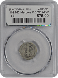 1921-D Mercury PCGS AG-3