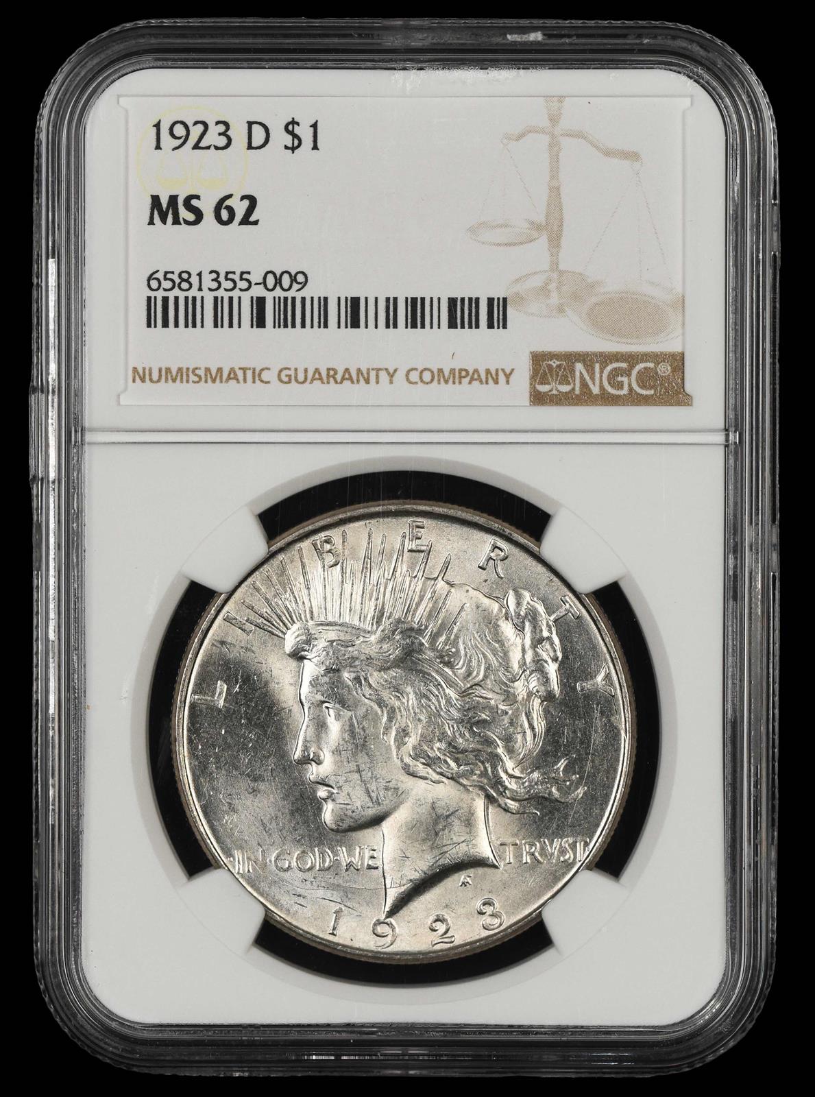 1923 D $1 NGC MS 62
