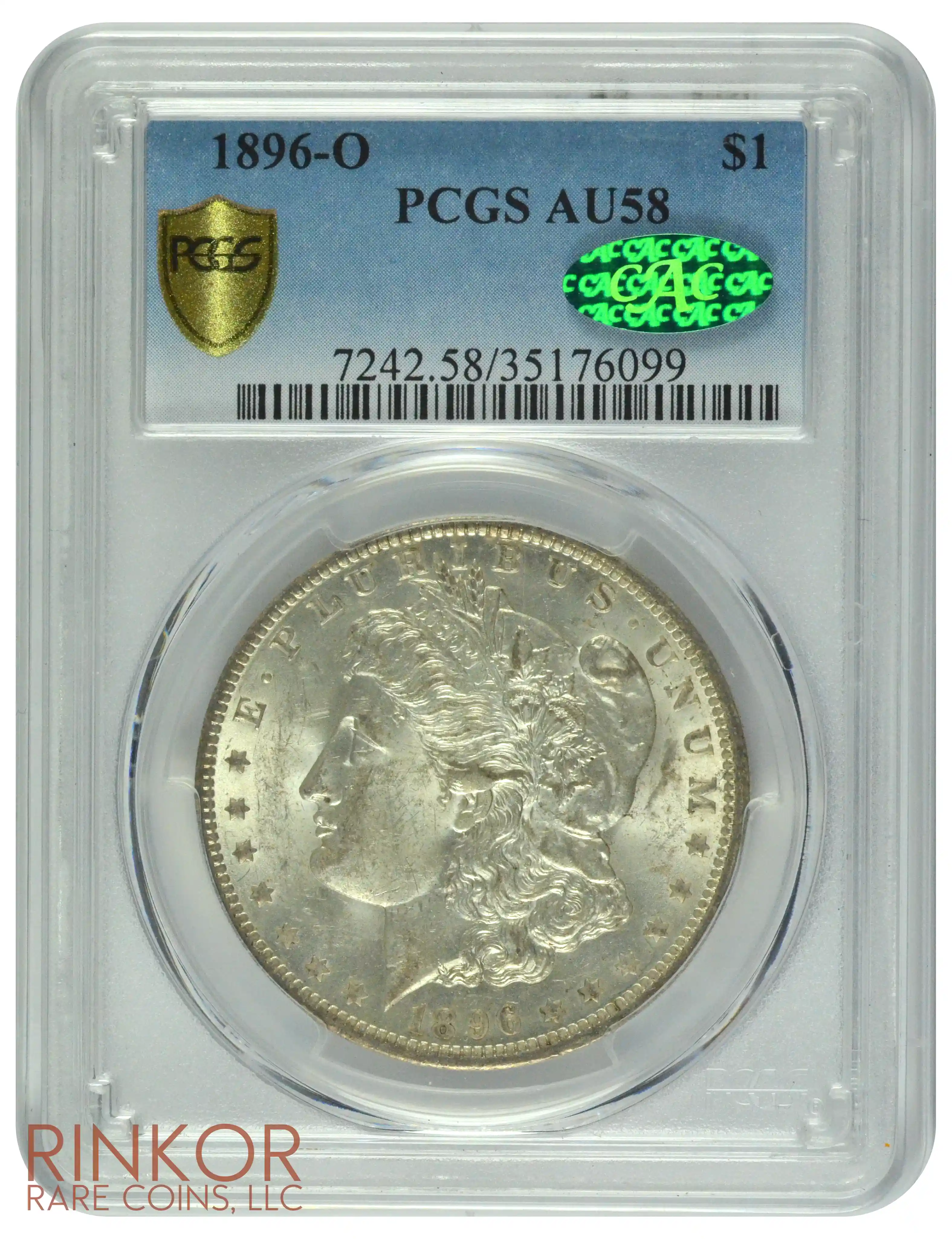 1896-O $1 PCGS AU-58 CAC