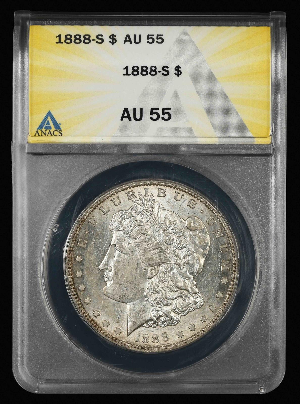 1888 S $1 ANACS AU 55