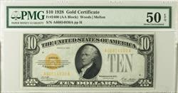 Fr. 2400 1928 $10 Gold Certificate PMG 50 EPQ 