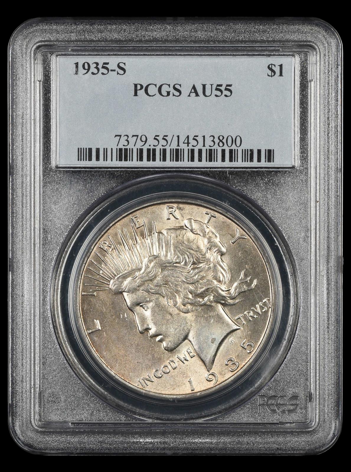 1935 S $1 PCGS AU 55