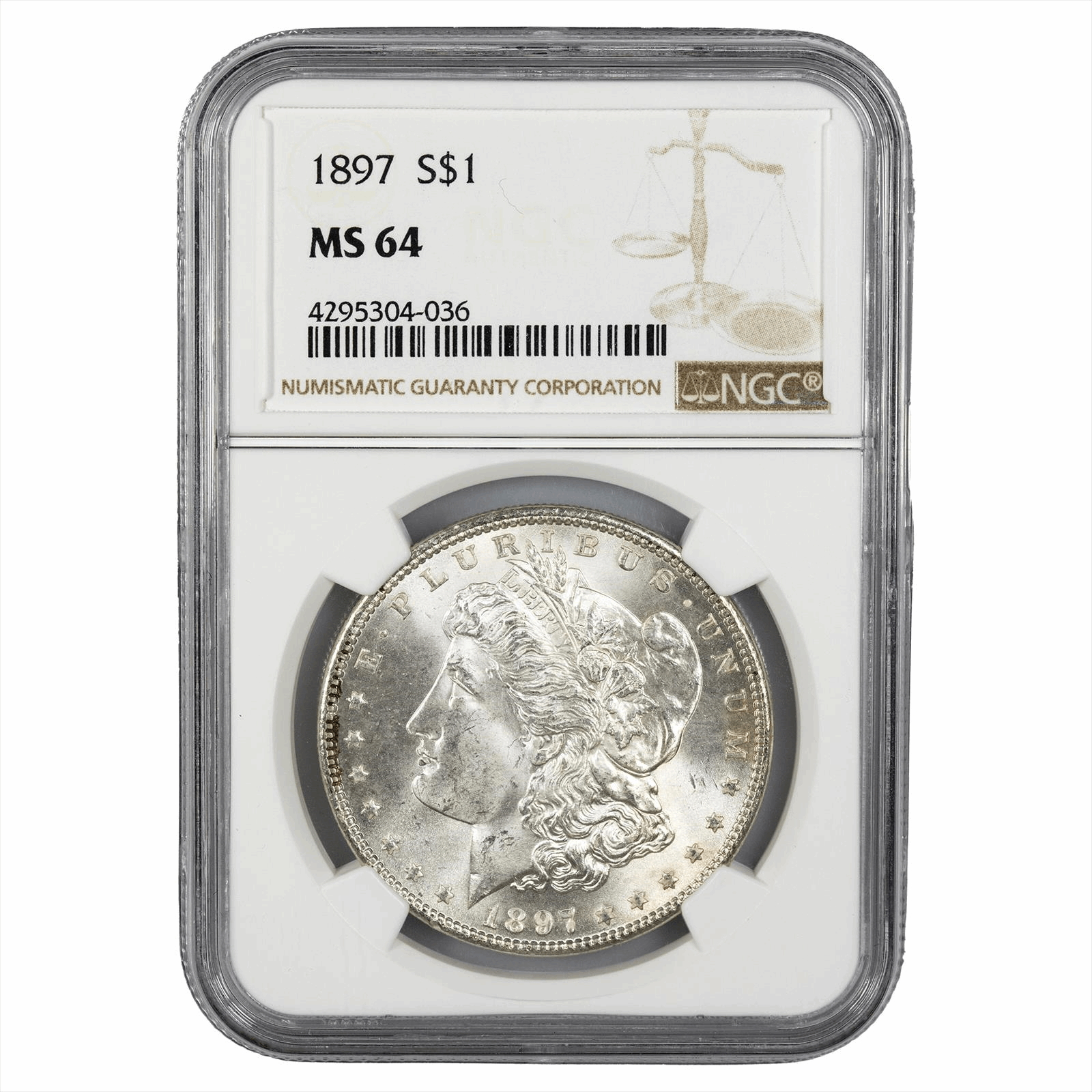1897 Morgan Silver Dollar $1 NGC MS 64 