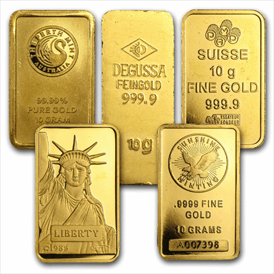 10 Gram Gold Bar -Assorted Mints and Designs- 