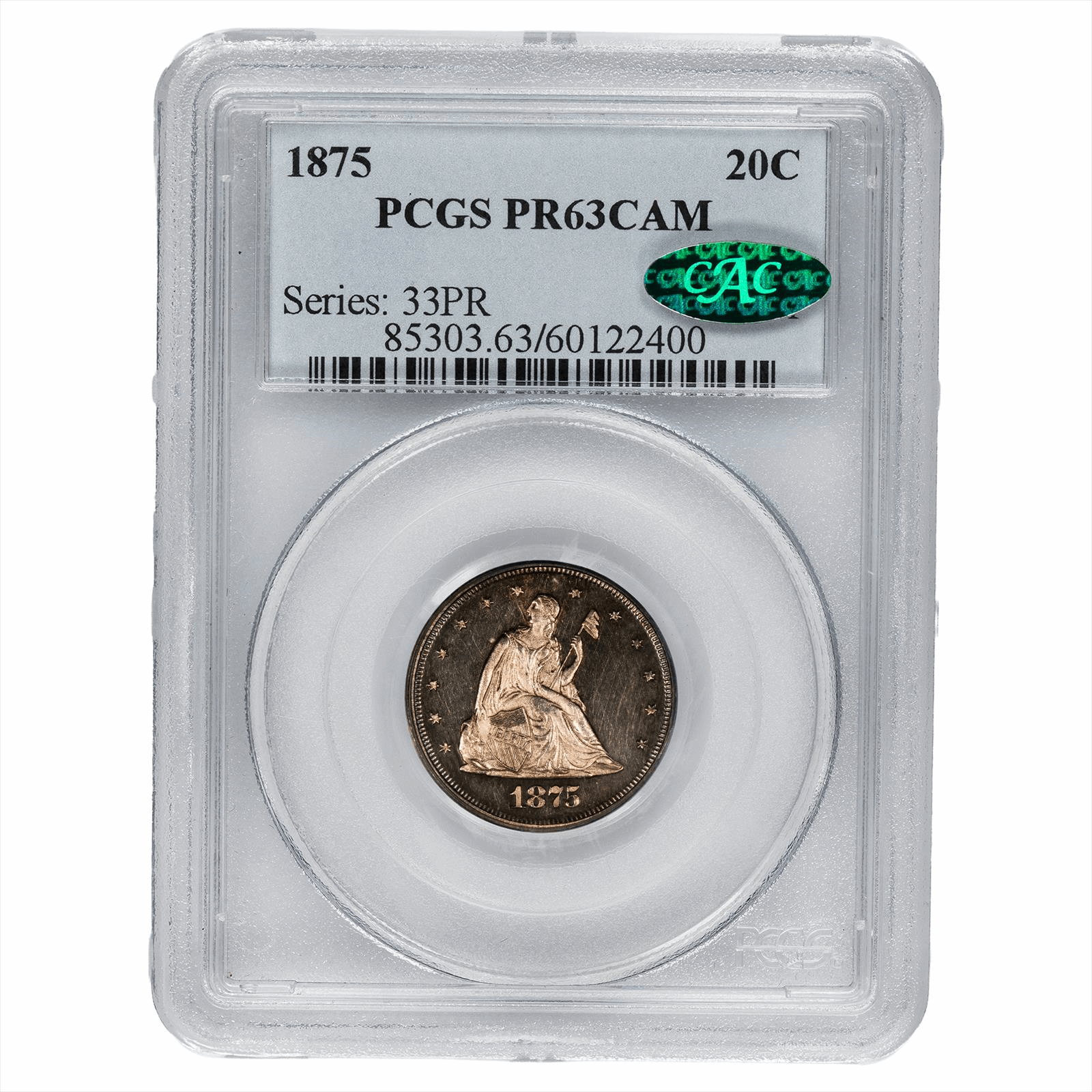 1875 Seated Liberty Twenty Cent 20C PCGS PR 63 CAM CAC