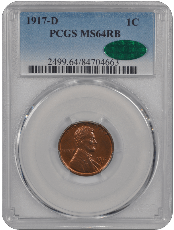 1917-D Lincoln PCGS CAC RB 64