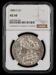 1884 S $1 NGC AU-50
