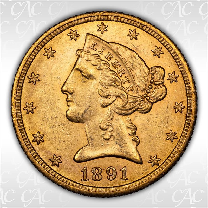 1891-CC $5 CACG MS 62