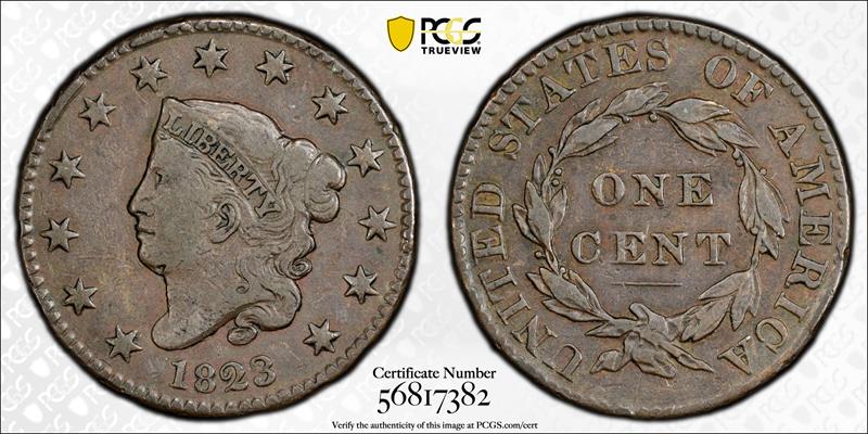 1823 1c PCGS VF-20