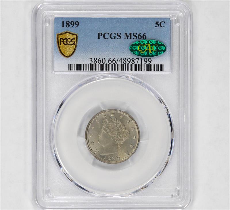 1899 5c Liberty V Nickel - PCGS MS66 CAC - Excellent Luster
