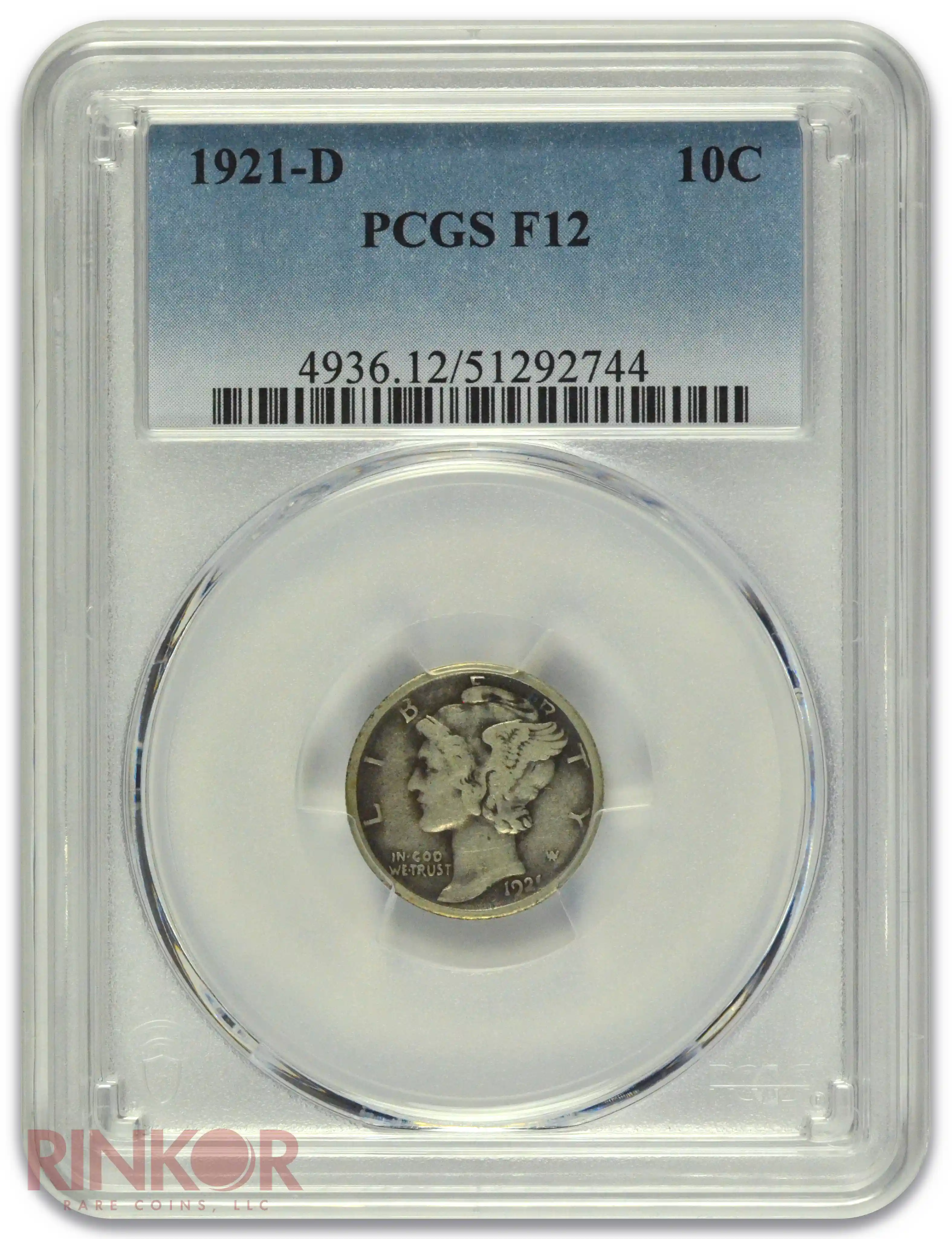 1921-D Mercury PCGS F-12