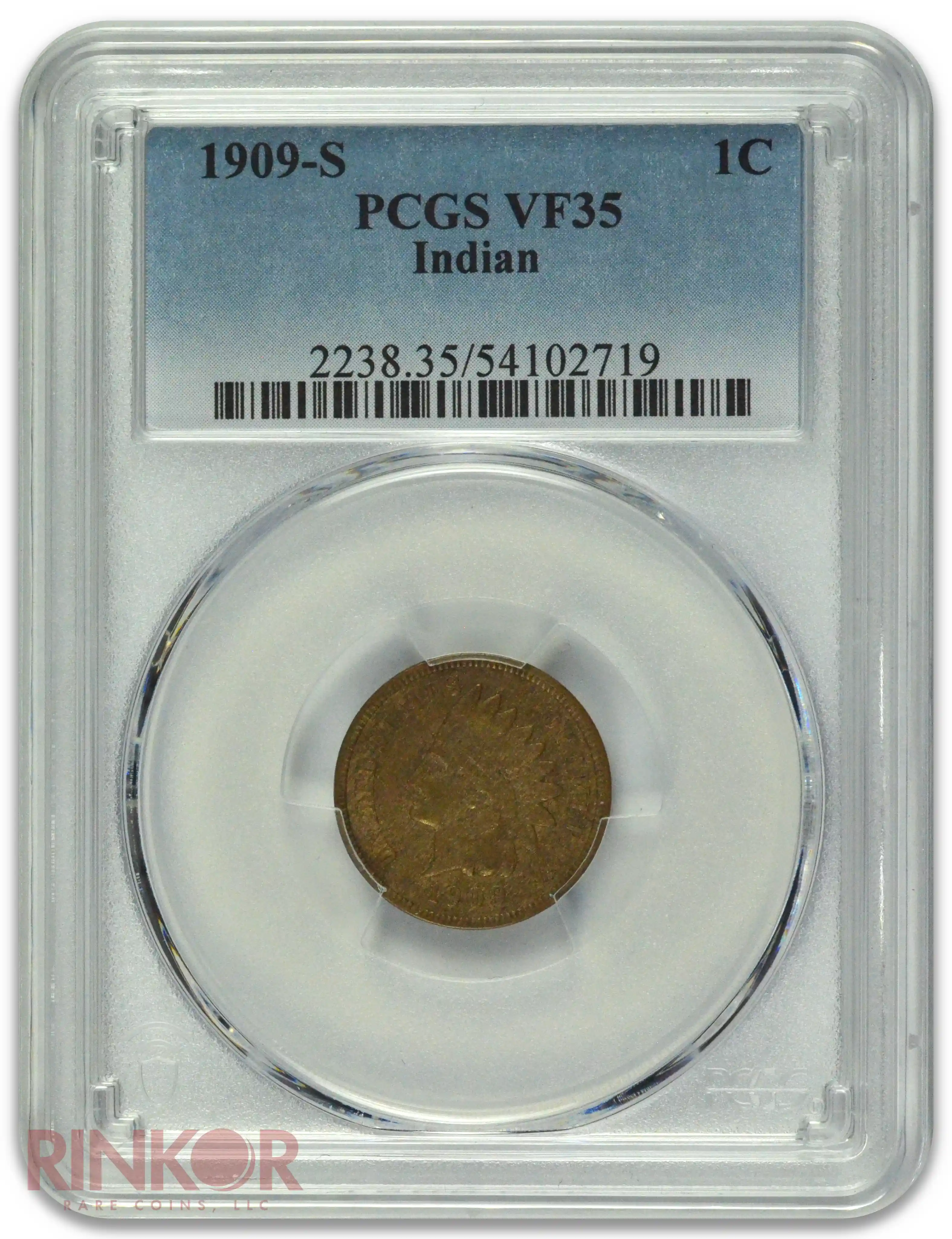 1909-S 1C Indian Cent PCGS VF-35