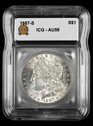 1887 S $1 ICG AU58