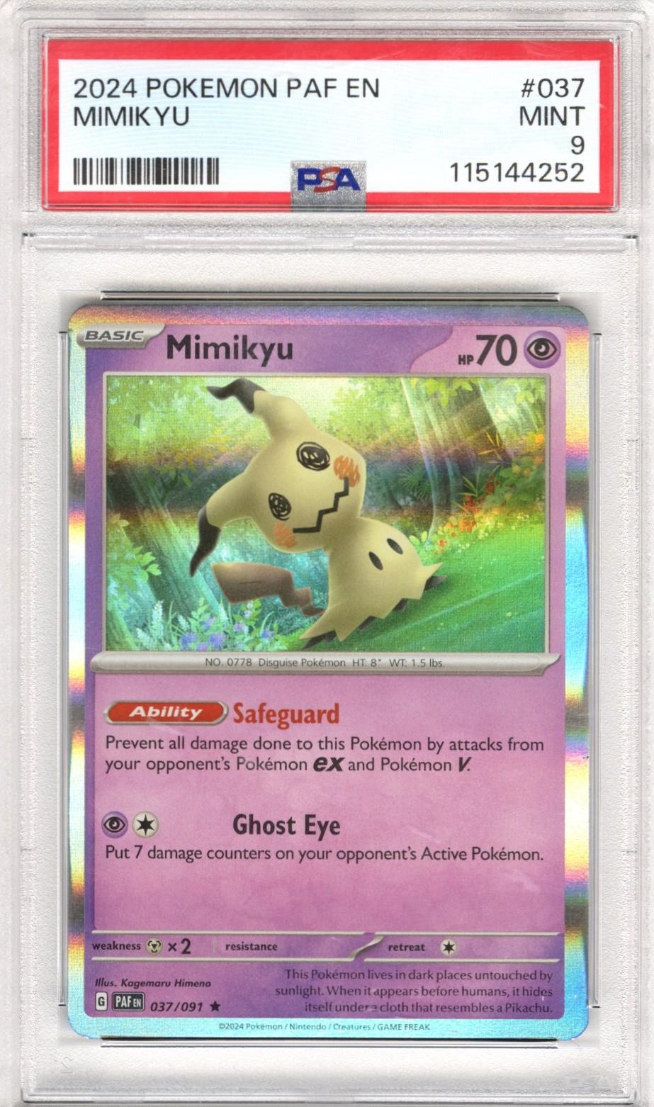 2024 Pokemon Paf En Mimikyu #037 PSA Mint 9 