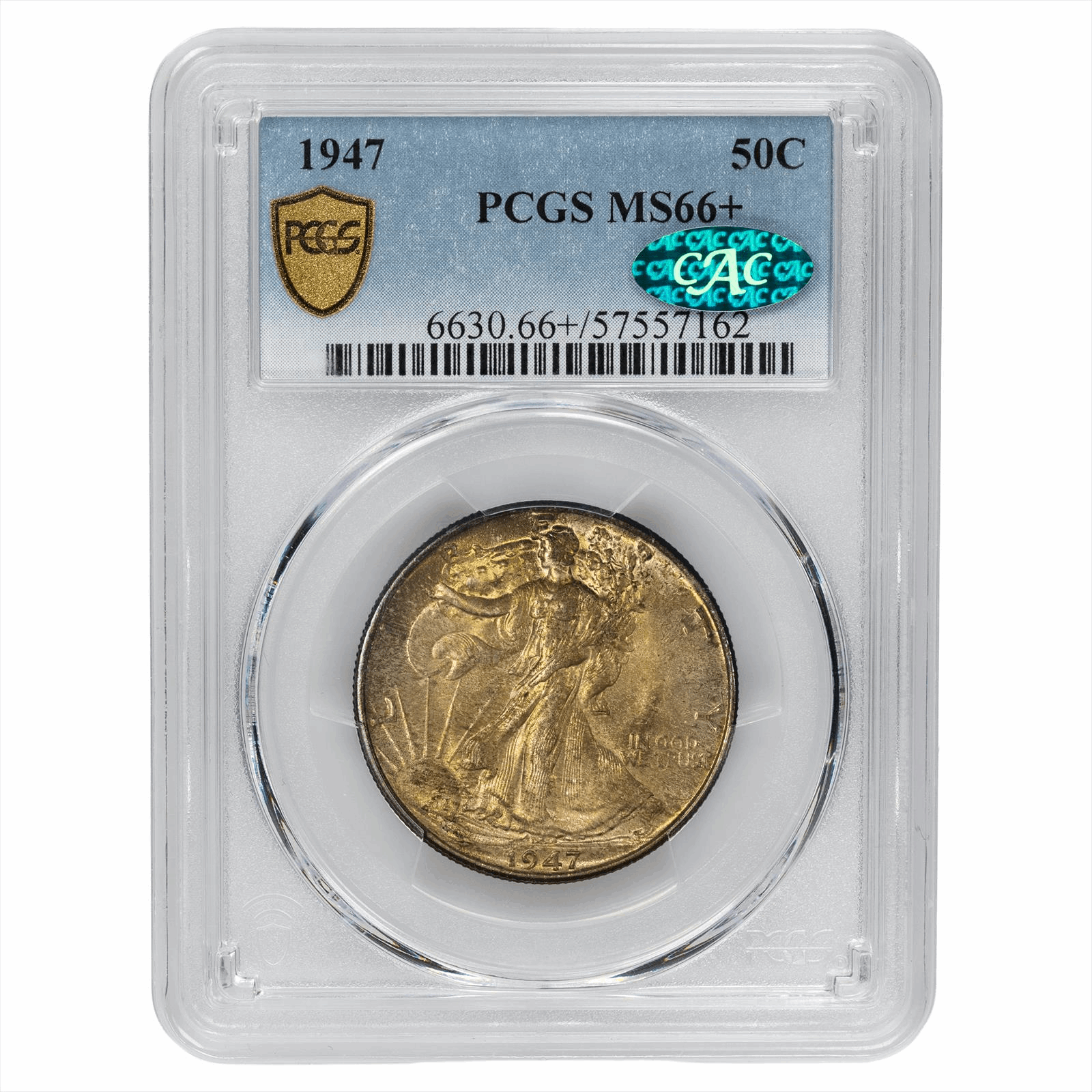 1947 Walking Liberty Half Dollar 50C PCGS MS 66+ CAC