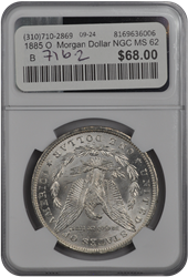 1885 O  Morgan Dollar NGC MS 62