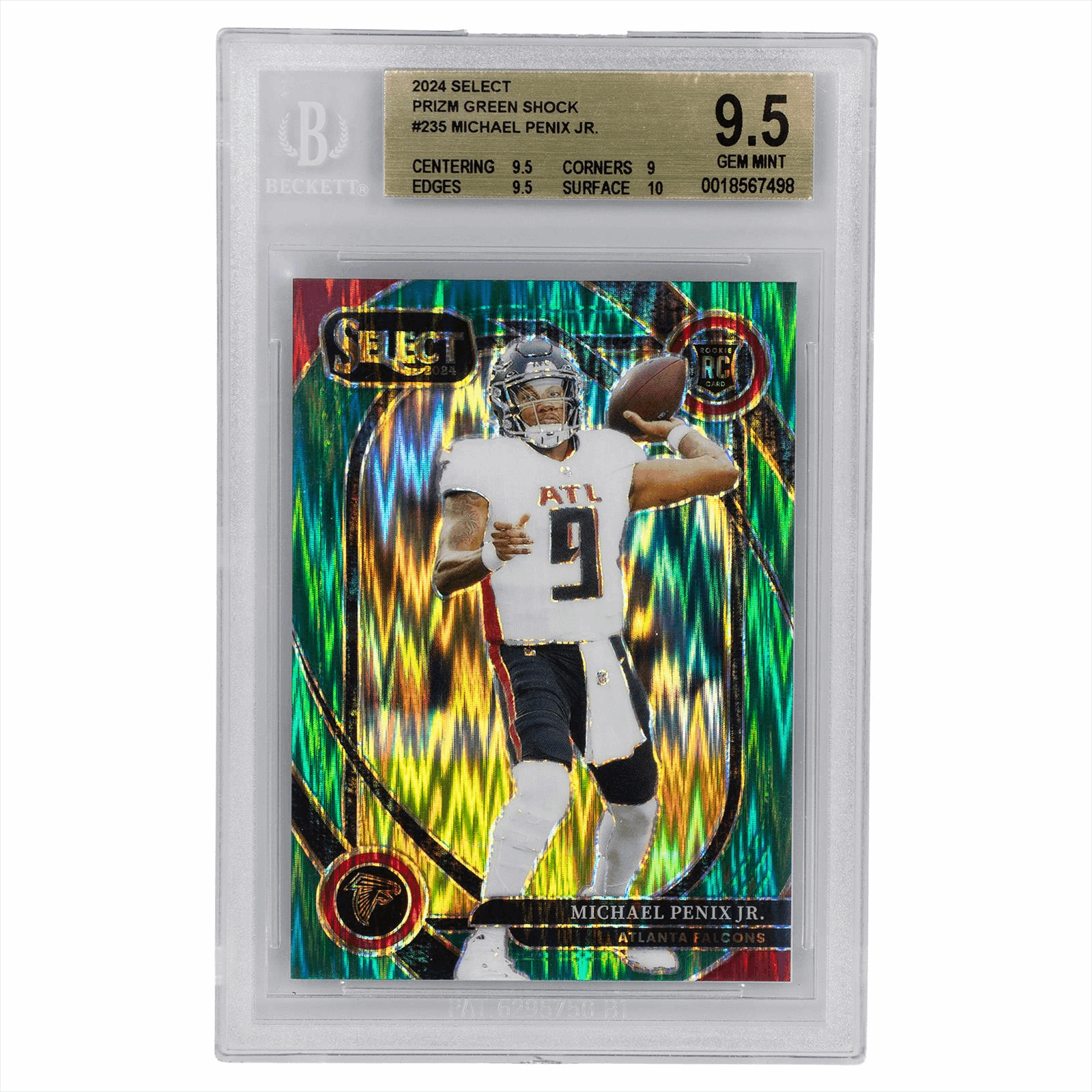 2024 Select Prizm Green Shock Michael Penix Jr #235 BGS Gem Mint 9.5 