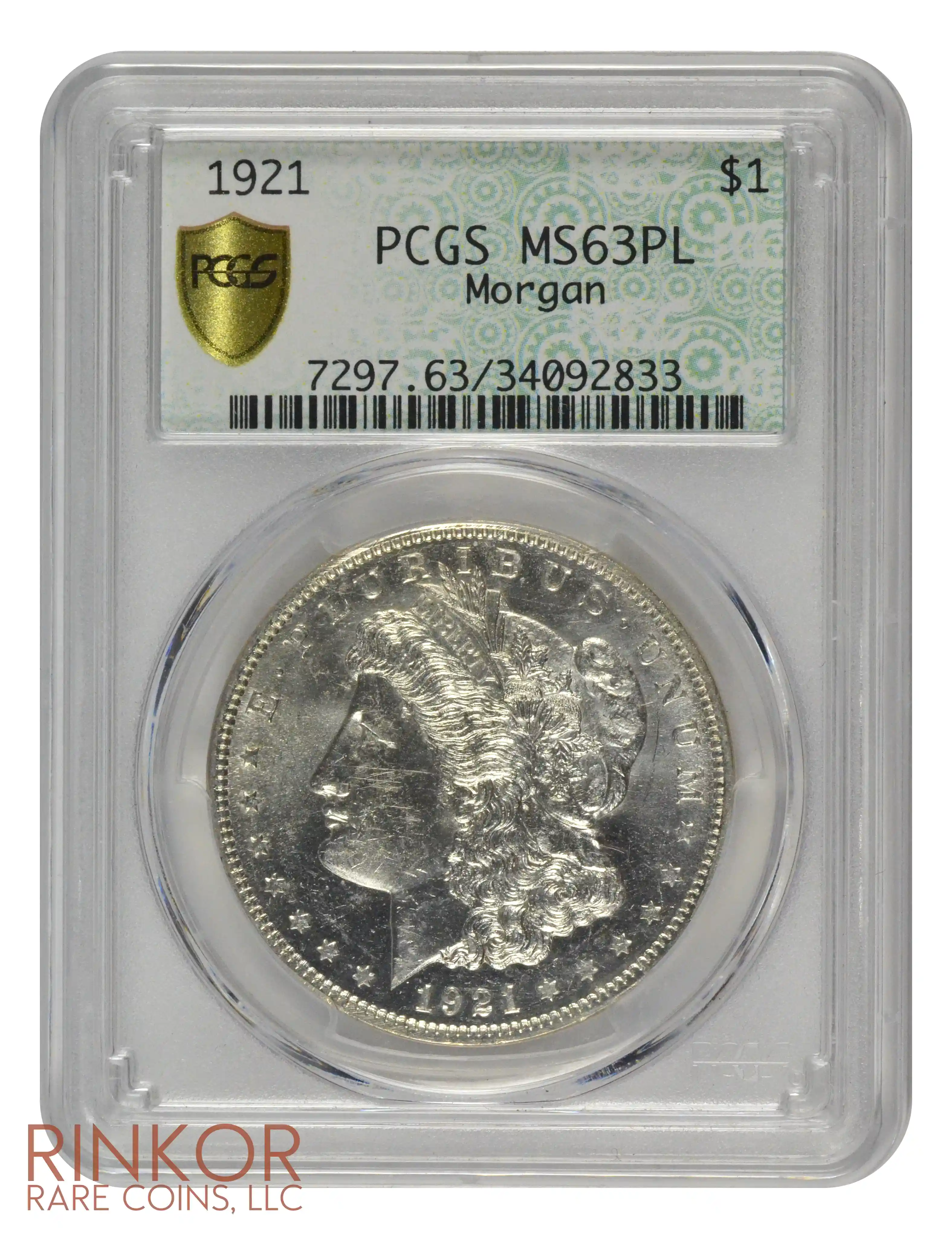 1921 $1 PCGS MS 63 PL